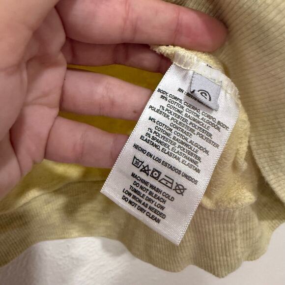 Anthropologie T.La Puff Sleeve Pullover Short Sleeve Sweatshirt Yellow Small - Picture 4 of 5